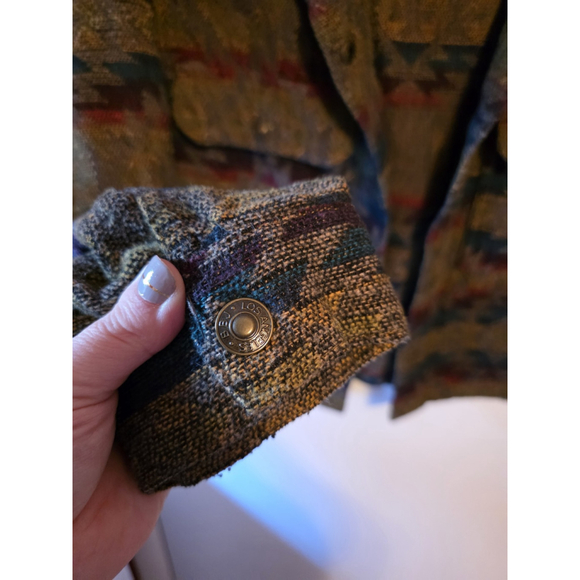 BBJ Los Angeles Aztec Print Knit Snap Cropped women's Jacket SIZE L Trendy - Picture 5 of 11